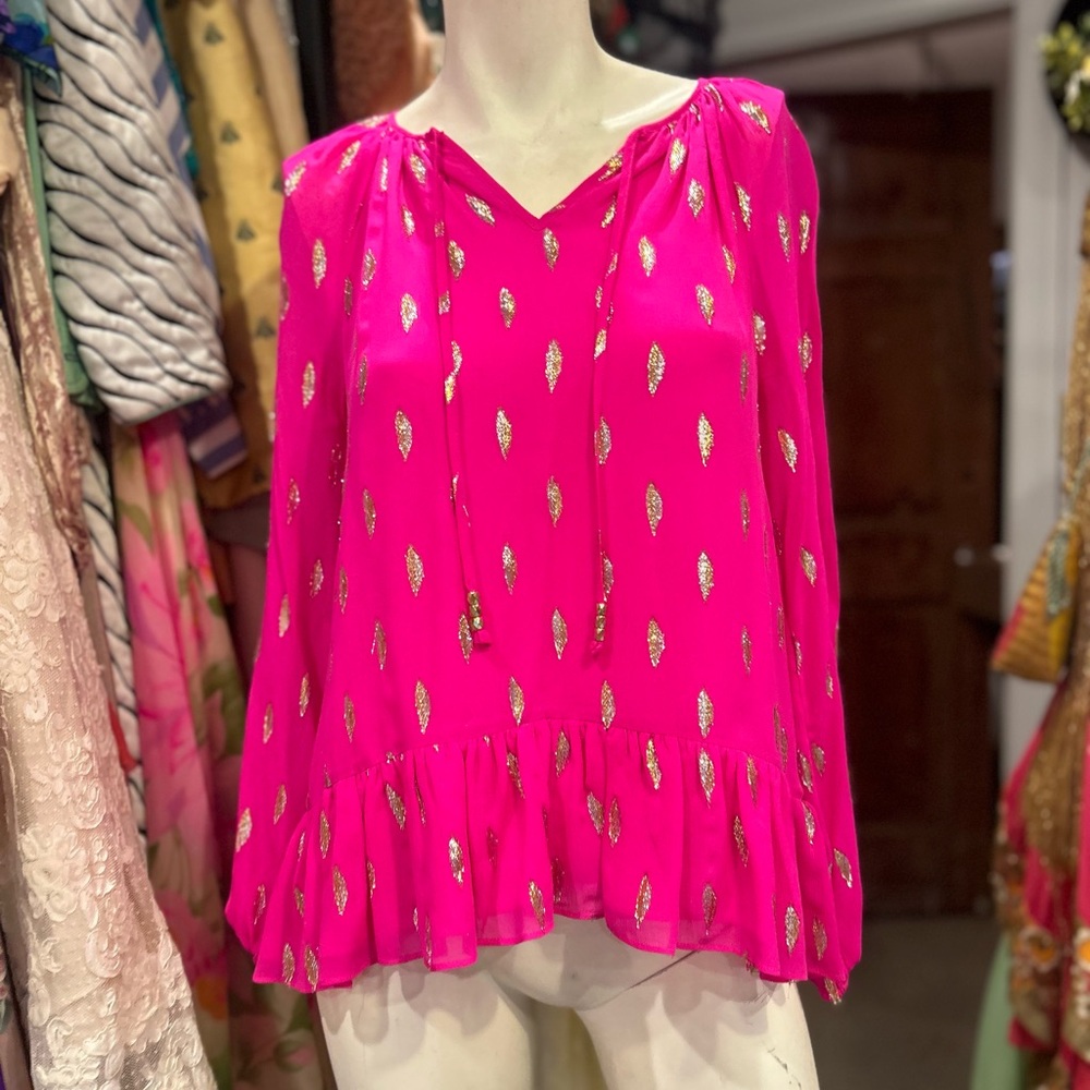 Lilly Pulitzer Silk Metallic Top
